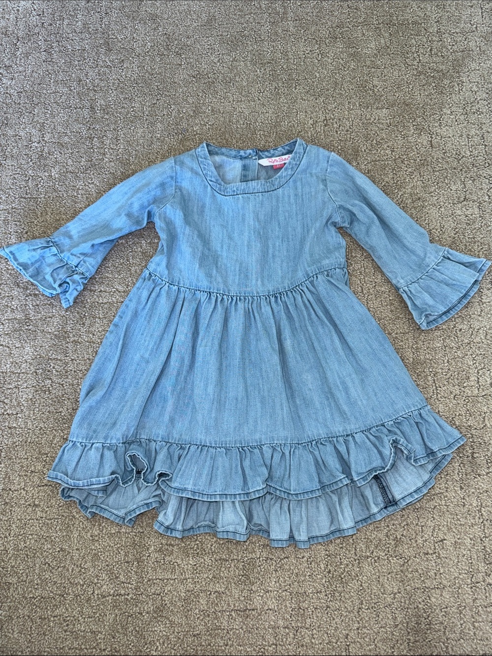 Light Blue Denim Ruffle Kids Tunic